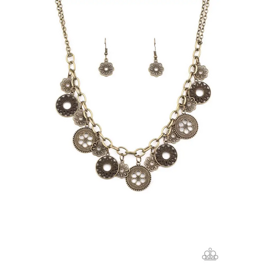 Meadow Masquerade - Brass Necklace - Necklaces