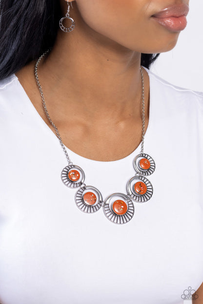 Elliptical Effervescence - Orange Necklace