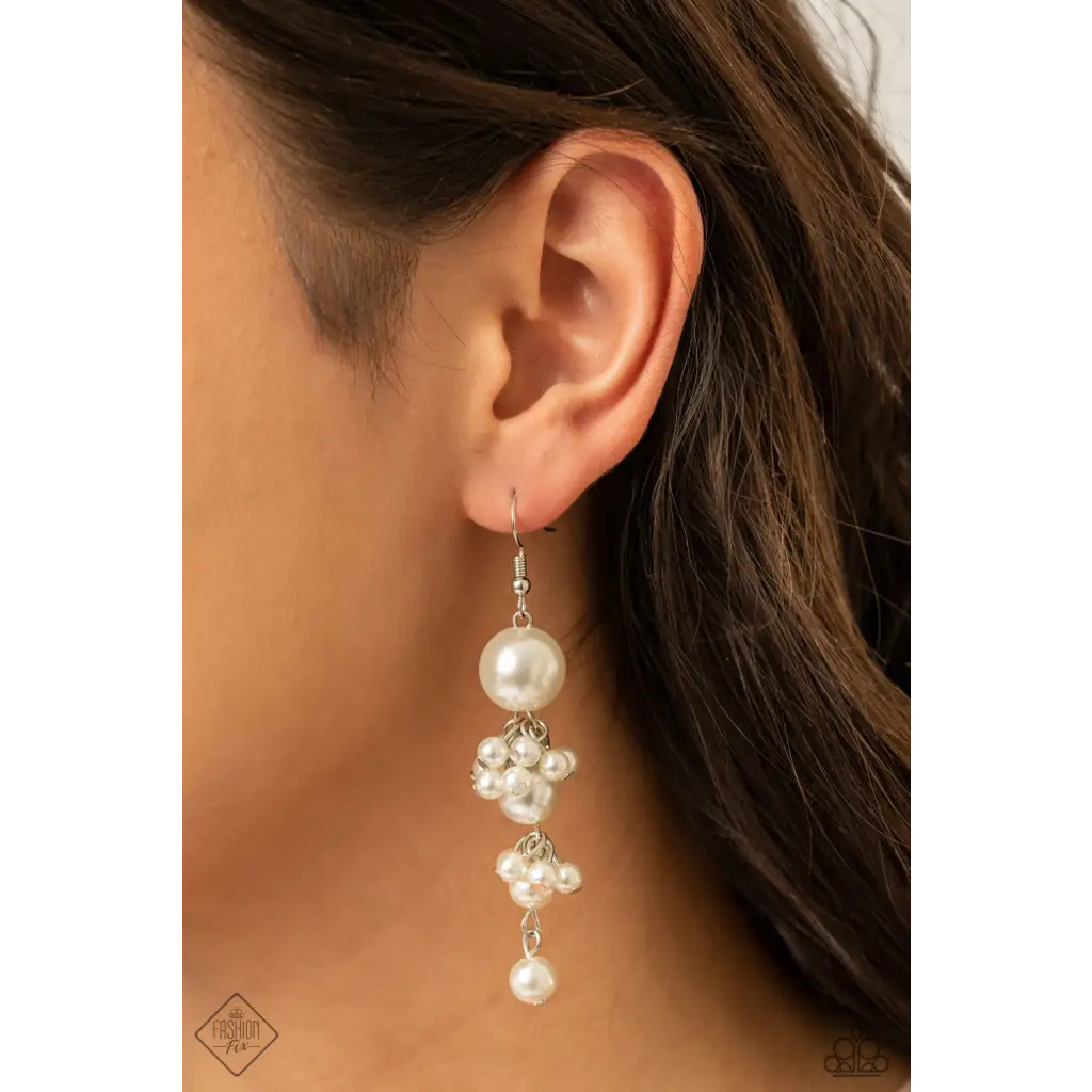 Ageless Applique - White Earrings - Earrings