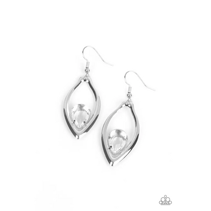 Beautifully Bejeweled - White Earrings - Earrings