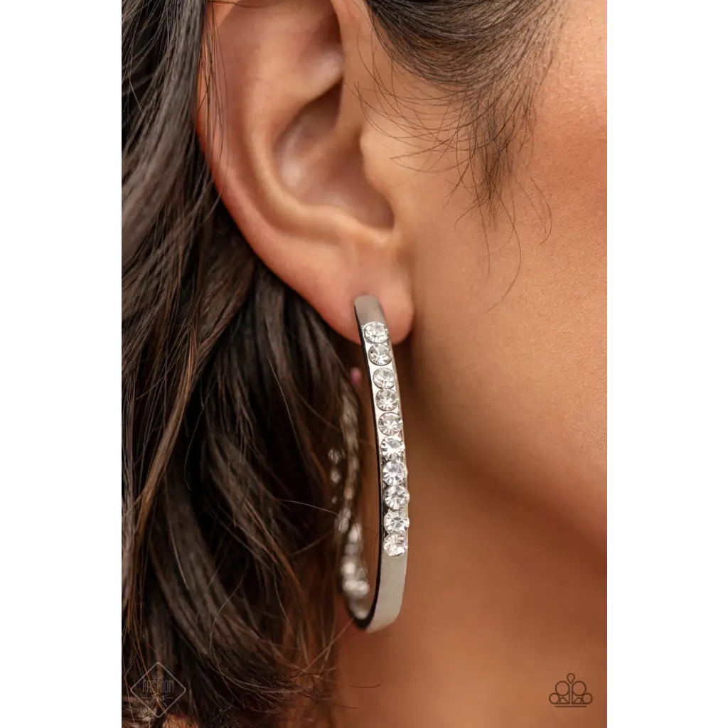 Borderline Brilliance - White Earrings - Earrings