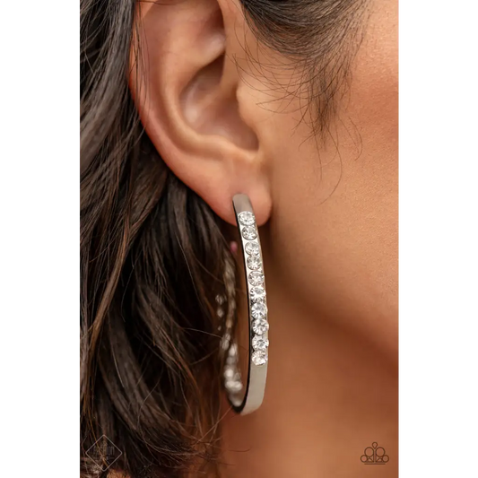 Borderline Brilliance - White Earrings - Earrings