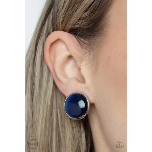 Cool Pools - Blue Clip-on Earrings - Earrings