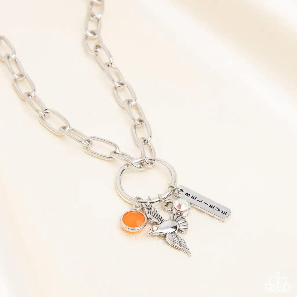 Inspired Songbird - Orange Necklace - Necklaces