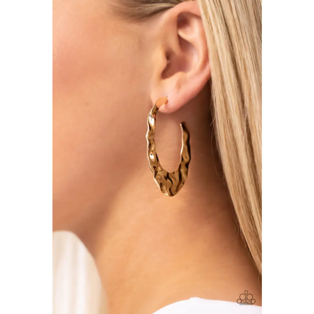 Make a Ripple - Gold Earrings - Earrings