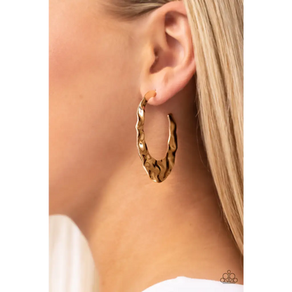 Make a Ripple - Gold Earrings - Earrings