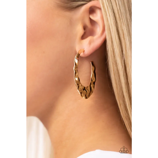 Make a Ripple - Gold Earrings - Earrings