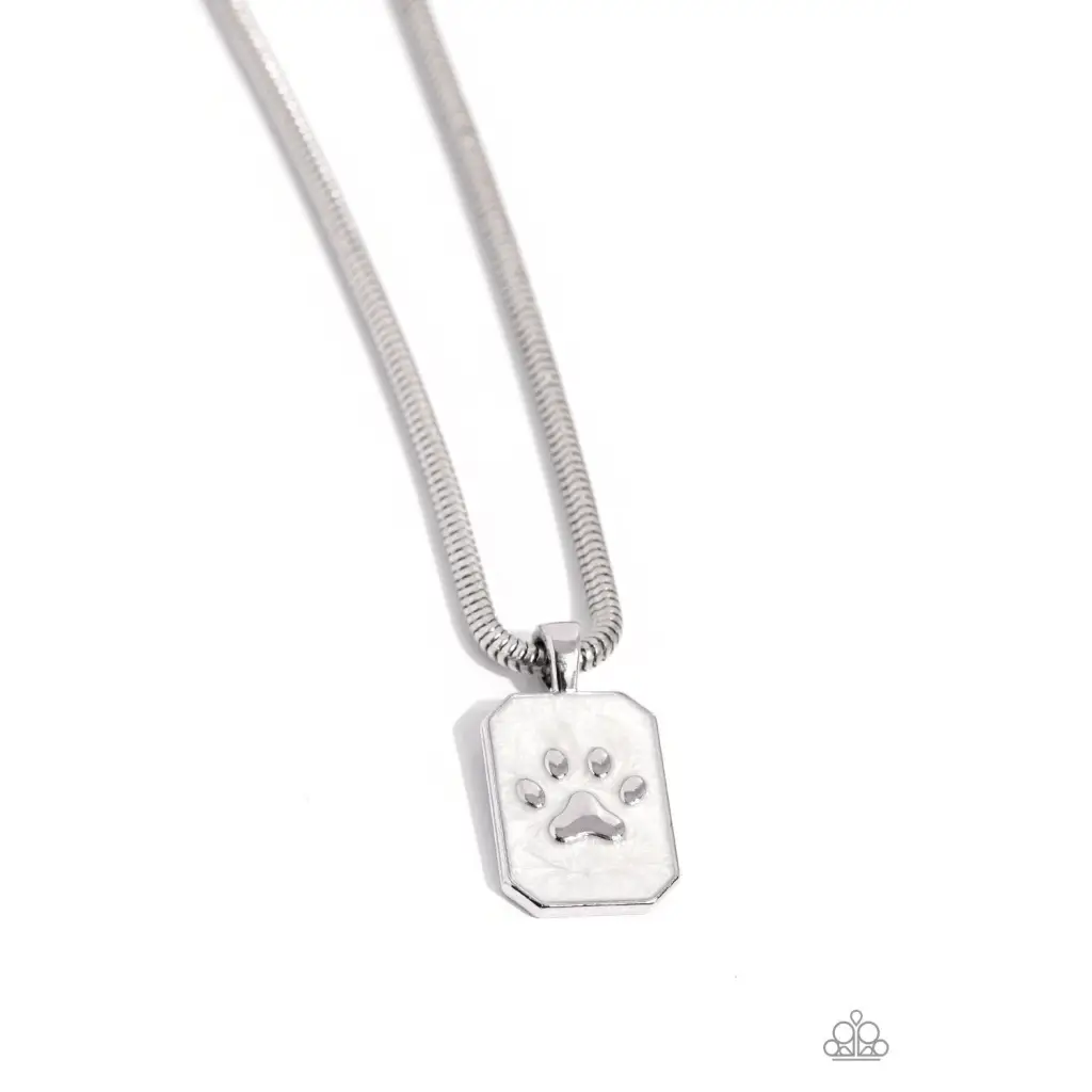 PAW to the Line - White Necklace - Necklaces