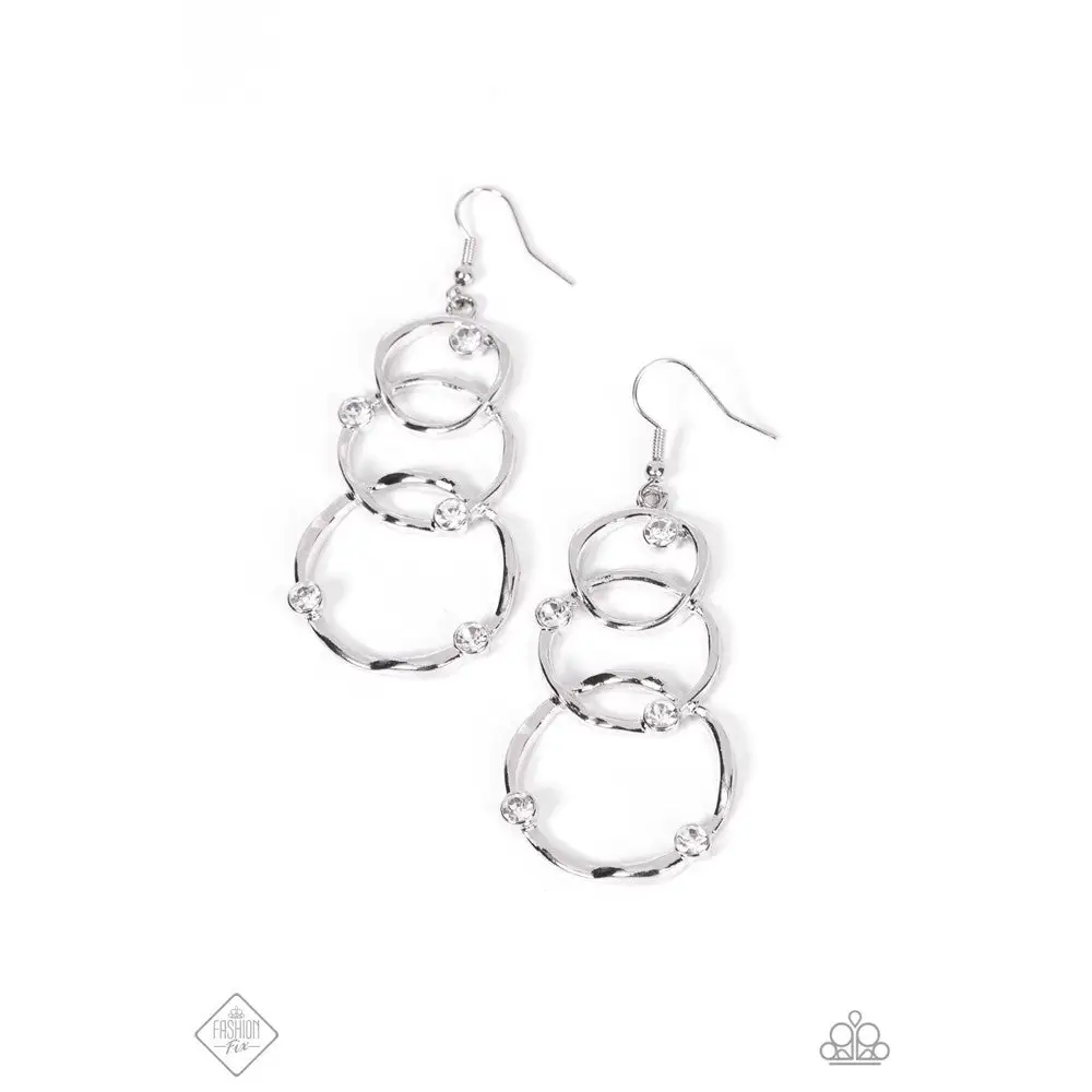 Revolving Radiance - White Earrings - Earrings