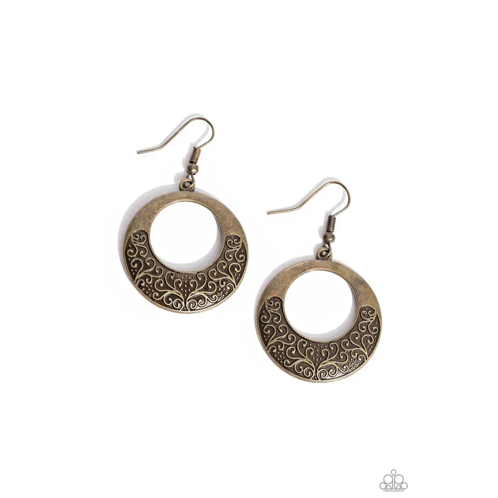 Secret Vineyards - Brass Earrings - Earrings