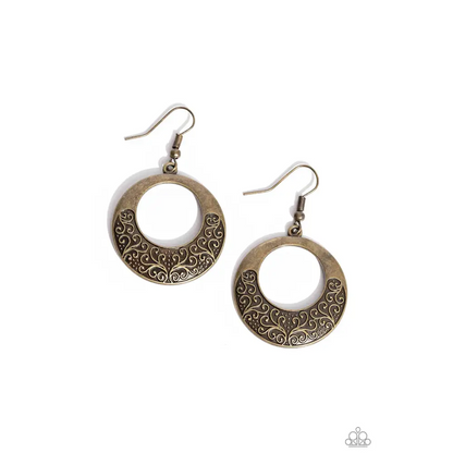 Secret Vineyards - Brass Earrings - Earrings