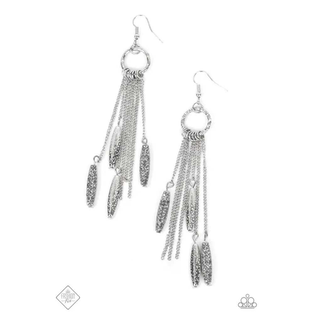 Thrifty Tassel - Silver Earrings - Earrings