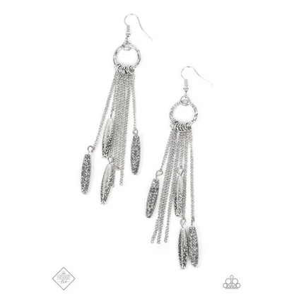 Thrifty Tassel - Silver Earrings - Earrings