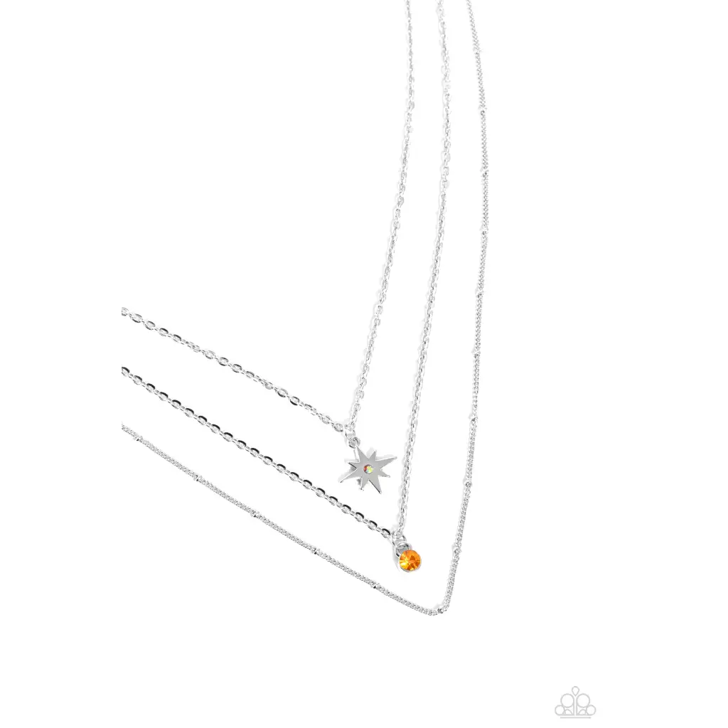 Trendy Twinkle - Orange Necklace - Necklaces