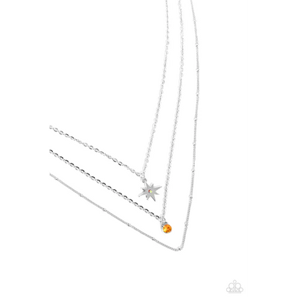 Trendy Twinkle - Orange Necklace - Necklaces