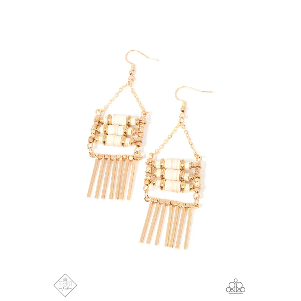 Tribal Tapestry - Gold Earrings - Earrings