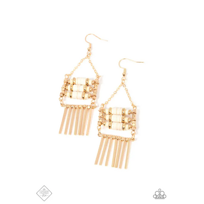 Tribal Tapestry - Gold Earrings - Earrings