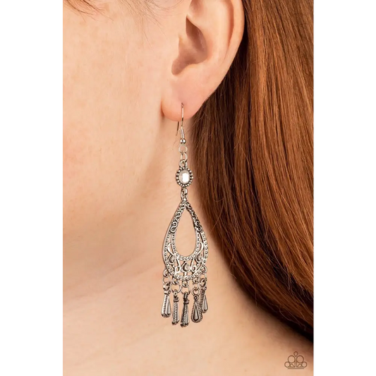 Viva la DIVA - White Earrings - Earrings